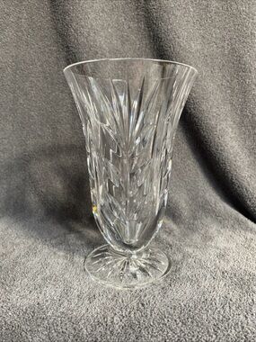 Vtg Waterford/Jim O’Leary 1995 Cut Crystal Trumpet Pedestal Vase ~ 5.75” Tall